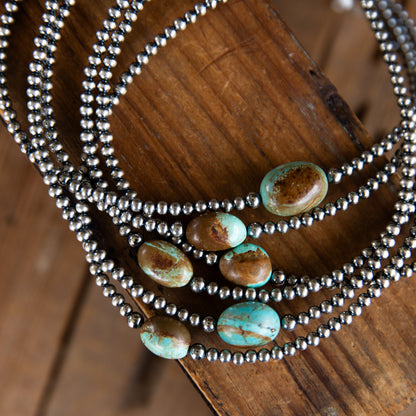 The Brazoria |  #8 Turquoise & Sterling Pearl Necklace