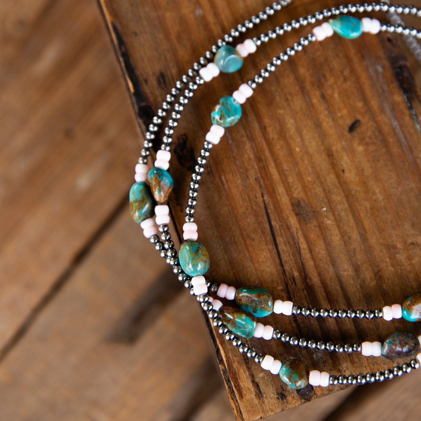 The Vida | Pink Conch & Natural Turquoise Necklace