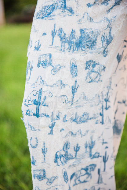 The Sutton's | Blue Western Print Wide Leg Pants