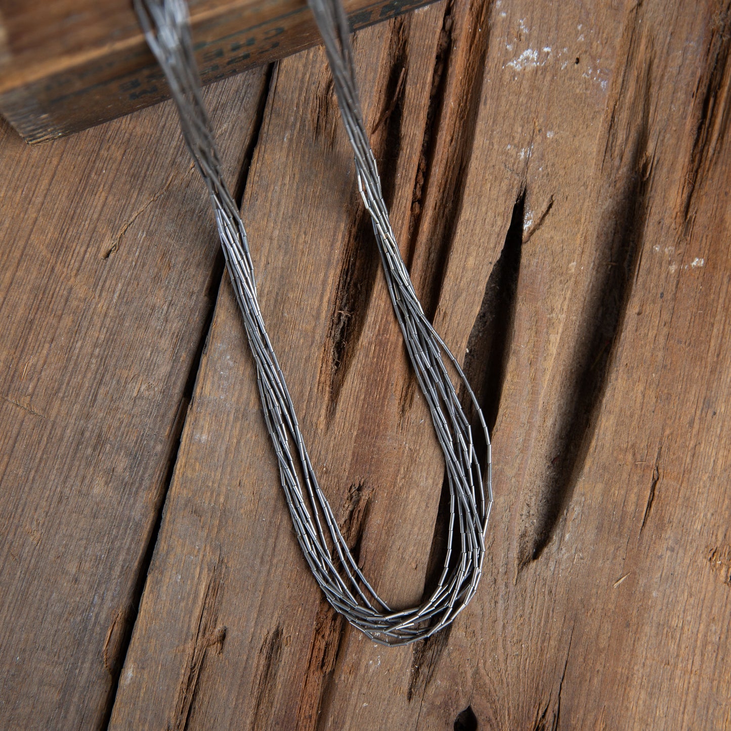 The Alberta | Vintage 9 Strand 26"Liquid Silver Necklace