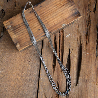The Alberta | Vintage 9 Strand 26"Liquid Silver Necklace