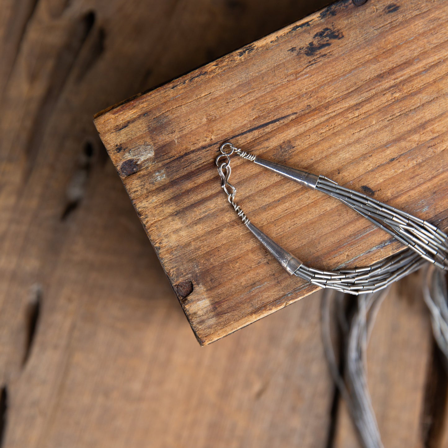 The Alberta | Vintage 9 Strand 26"Liquid Silver Necklace