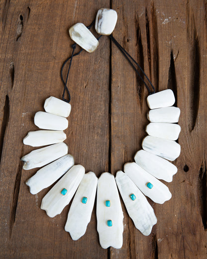 The Duran | Buffalo Horn & 14k Gold/Sleeping Beauty Turquoise Necklace