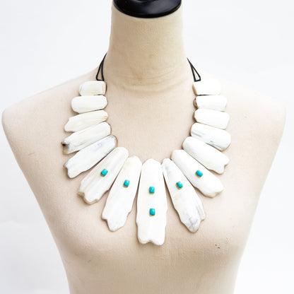 The Duran | Buffalo Horn & 14k Gold/Sleeping Beauty Turquoise Necklace