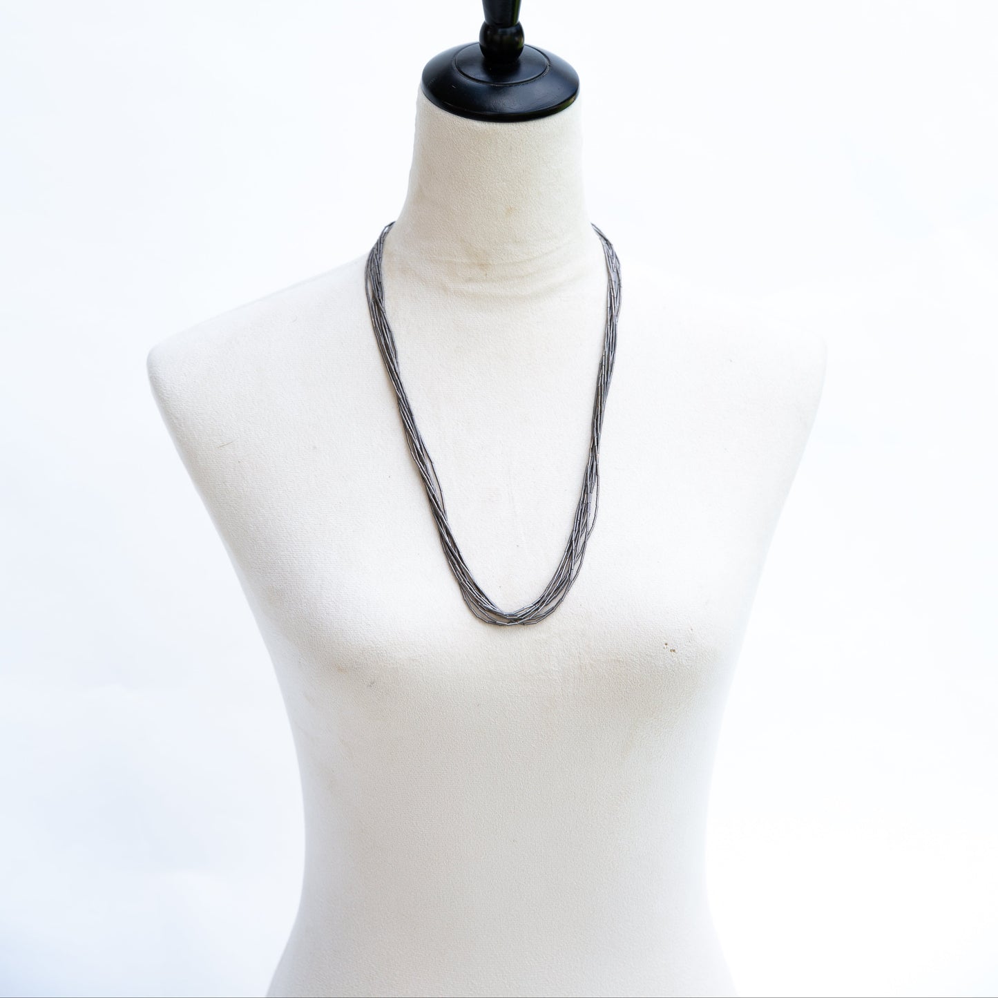 The Alberta | Vintage 9 Strand 26"Liquid Silver Necklace