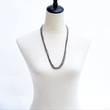 The Alberta | Vintage 9 Strand 26"Liquid Silver Necklace