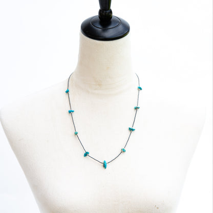 The Rondale | 22" Vintage Liquid Silver & Turquoise Necklace