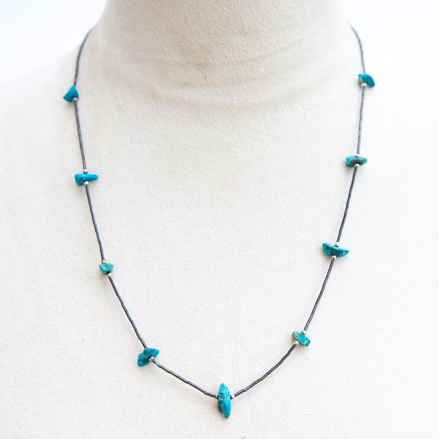 The Rondale | 22" Vintage Liquid Silver & Turquoise Necklace
