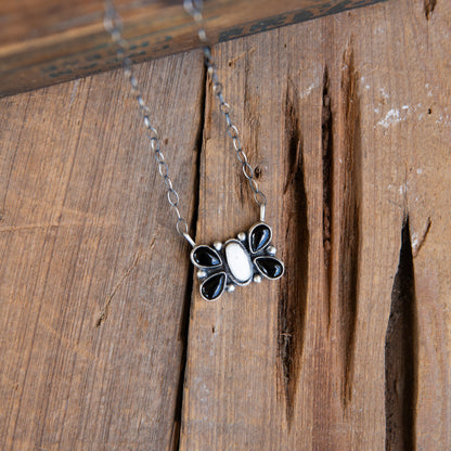 The Lakota | Black Onyx & Mother of Pearl Butterfly Necklace by Bobby Johnson