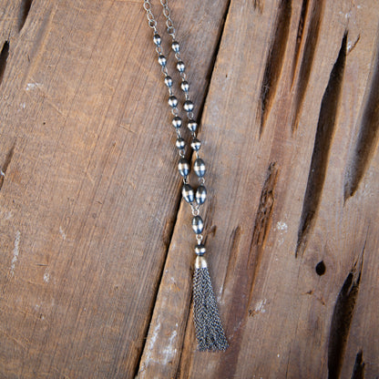 The Landry | Sterling Pearl Rosary Tassel Necklace