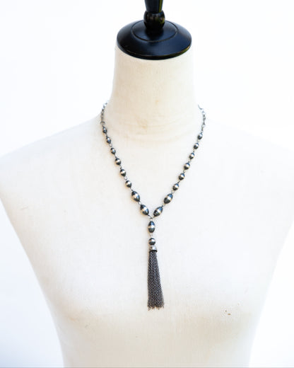 The Landry | Sterling Pearl Rosary Tassel Necklace