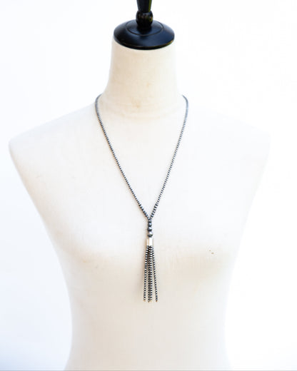 The Selene | Sterling Pearl Tassel Lariat Necklace