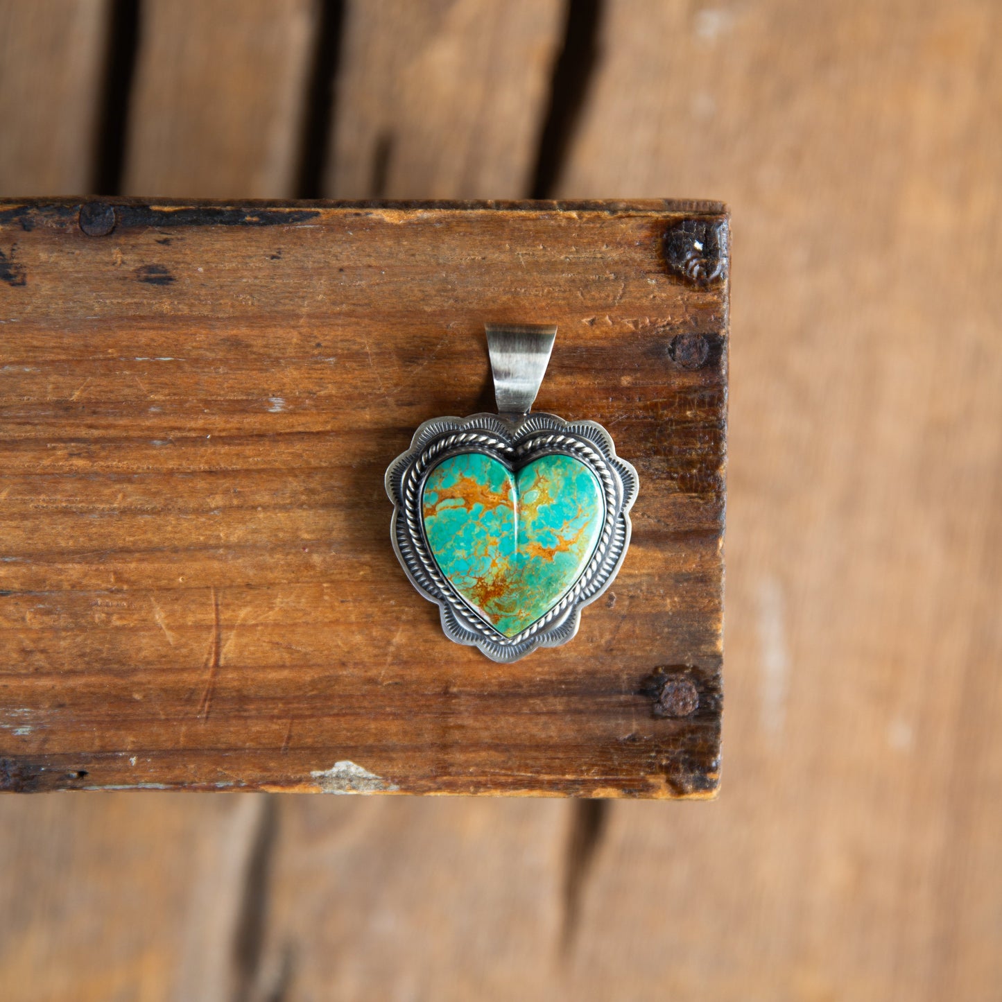The Ramsie | Murphy Platero High Grade Old Kingman Turquoise Heart Pendant