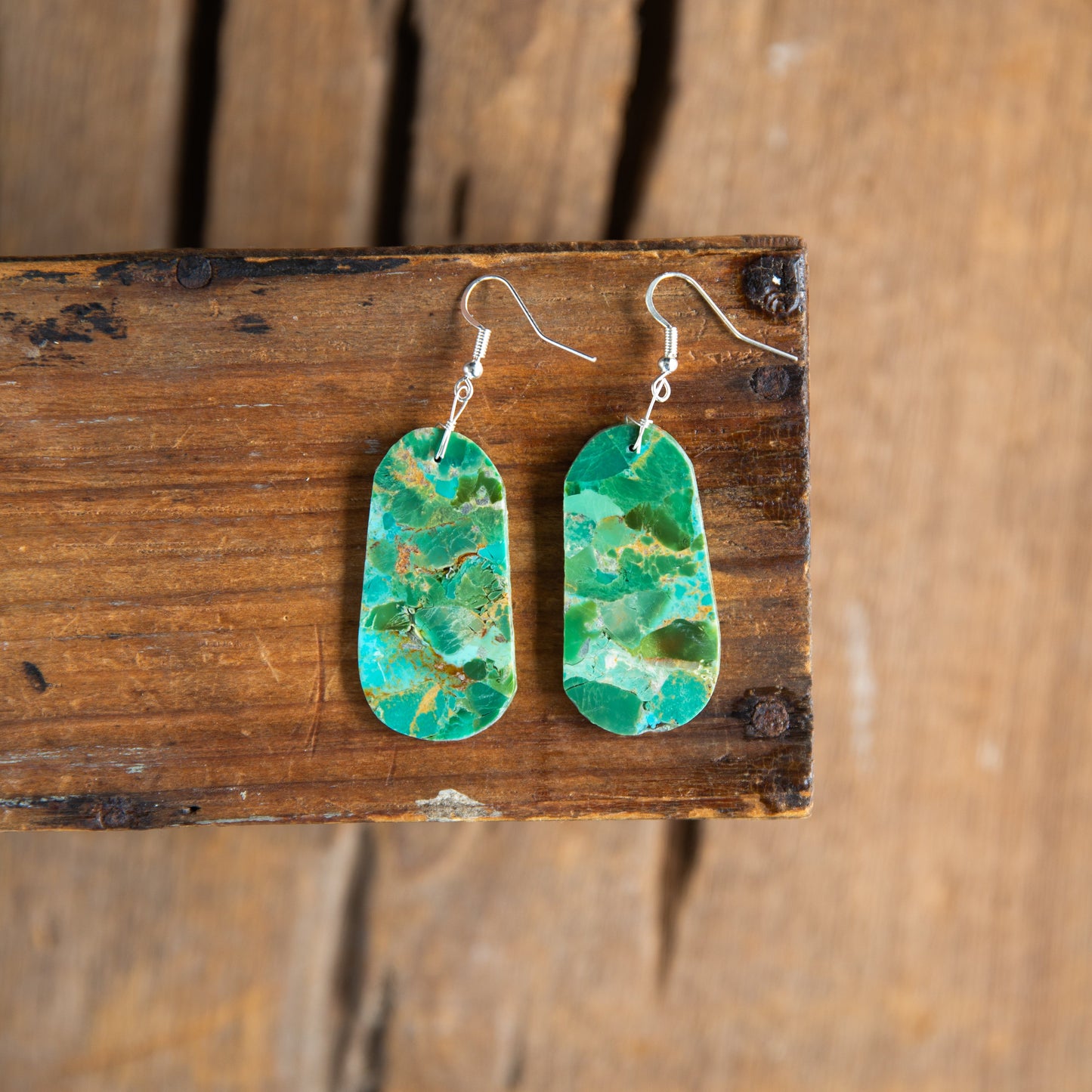 The Kyla’s | Green Turquoise Slab Earrings