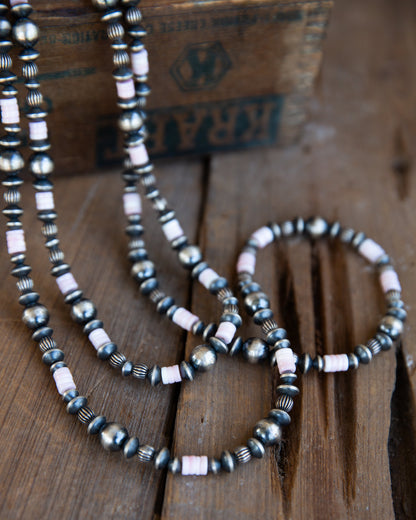 The Conyer| Pink Conch & Sterling Pearl Graduated Necklace by Chimney Butte