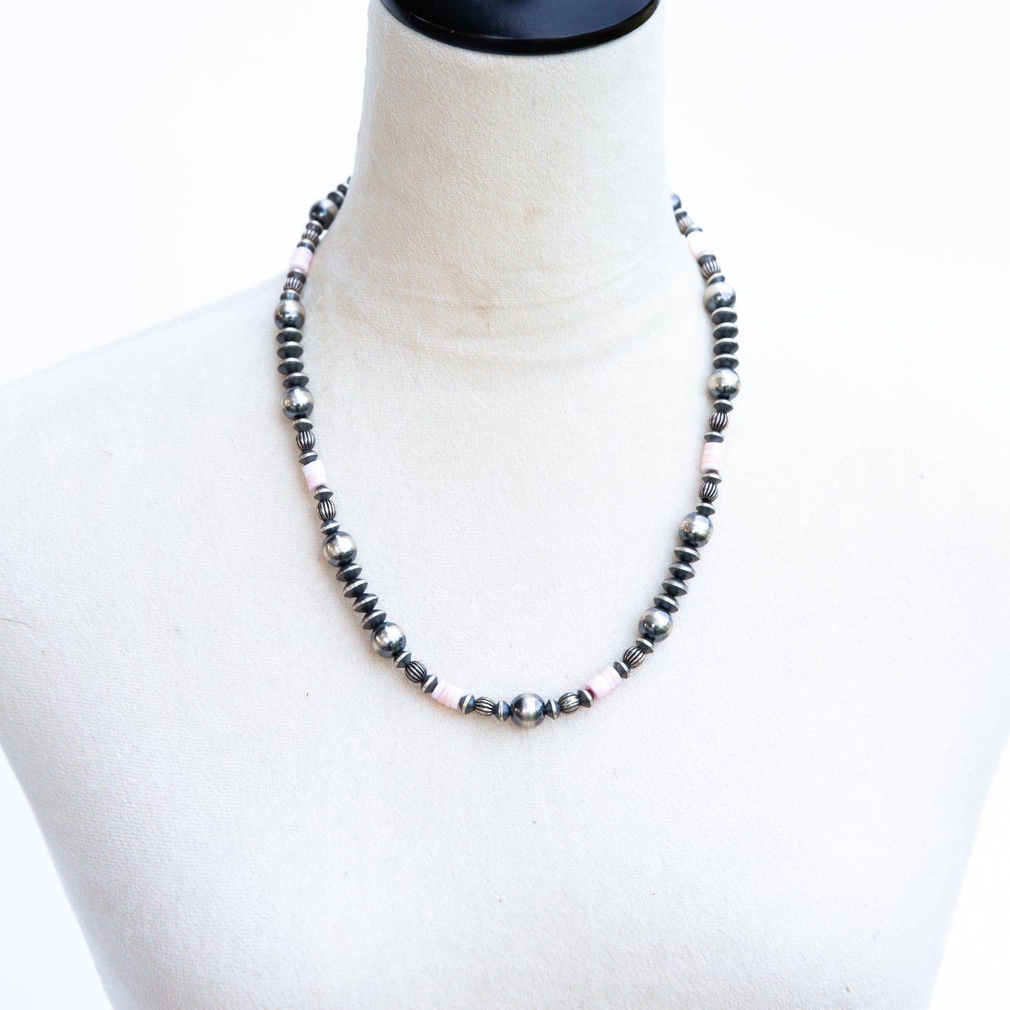 The Conyer| Pink Conch & Sterling Pearl Graduated Necklace by Chimney Butte