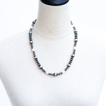 The Conyer| Pink Conch & Sterling Pearl Graduated Necklace by Chimney Butte