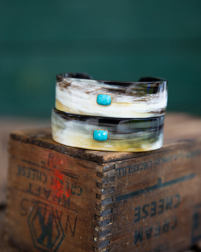 The Brooks | Buffalo Horn & Sleeping Beauty Turquoise Cuff