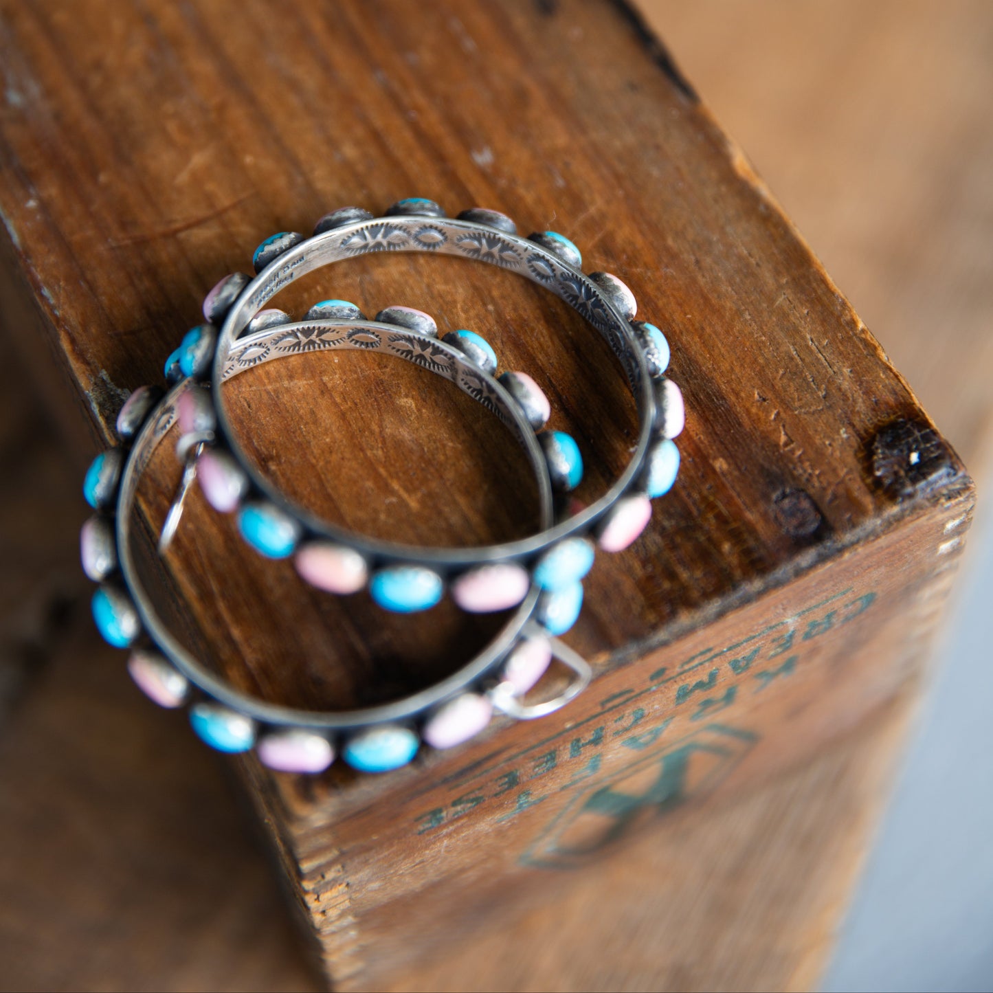 The Alaya’s | Russell Sam Pink Conch & Turquoise Hoops