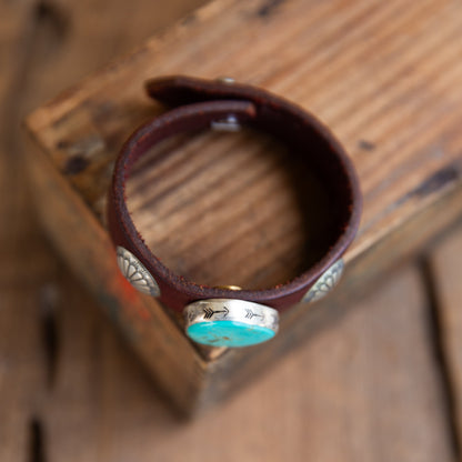 The Brookings | Handmade Pilot Mountain Turquoise Leather Cuff
