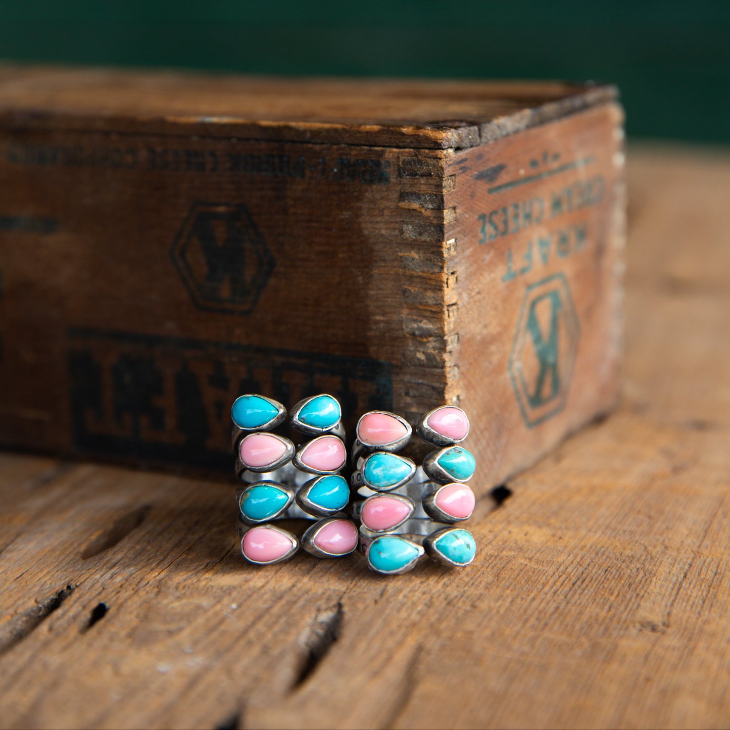 The Canyon | Pink Conch & Turquoise Rings