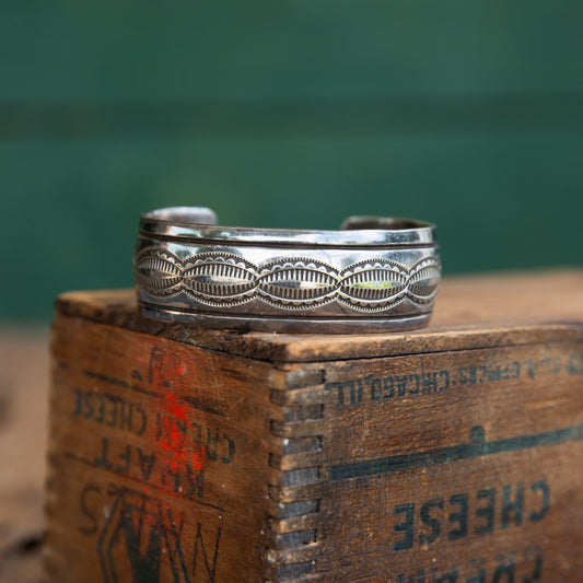The Paycee | Vintage Stamped Silver Cuff