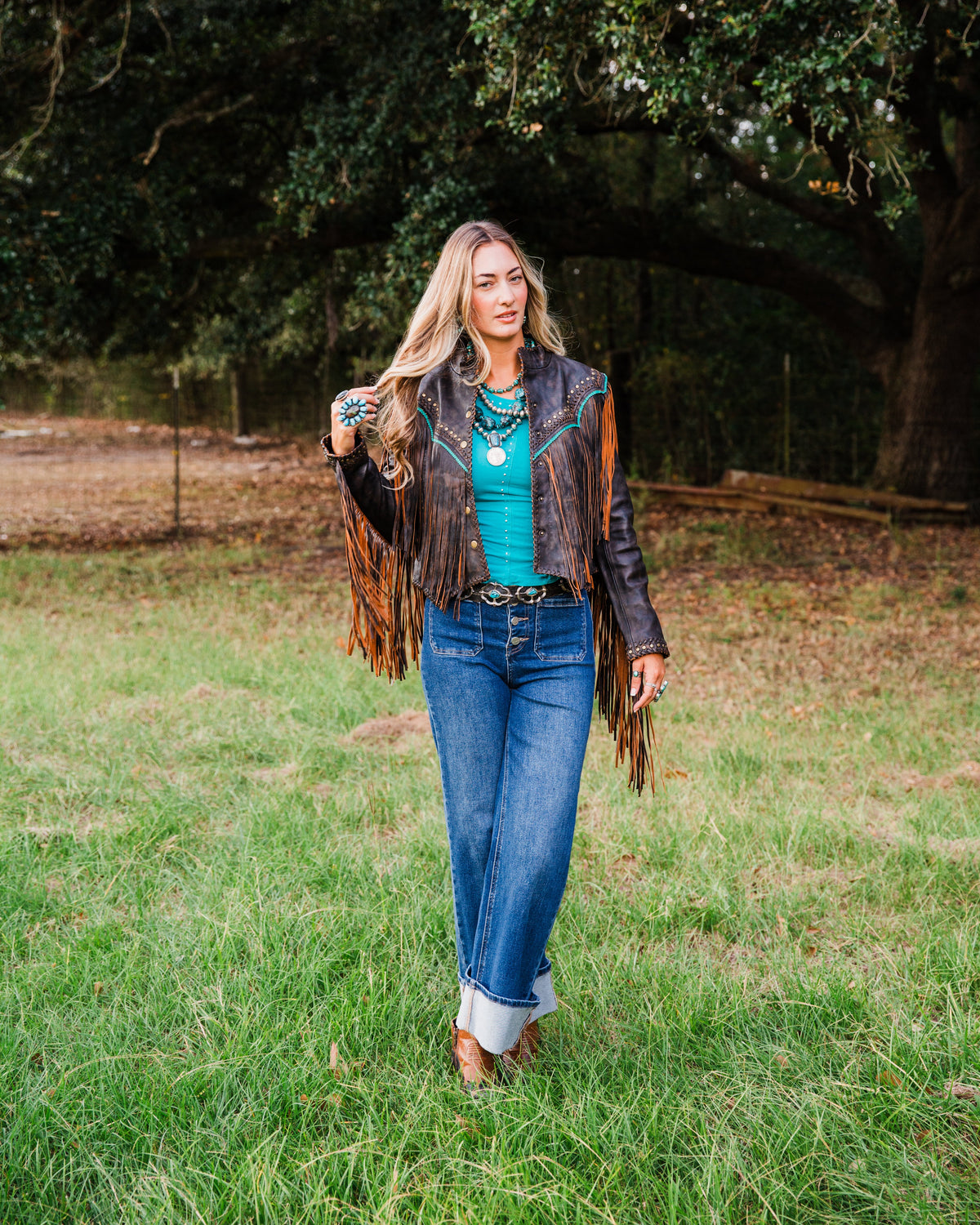 The Mika | Fringe & Stud Leather Jacket