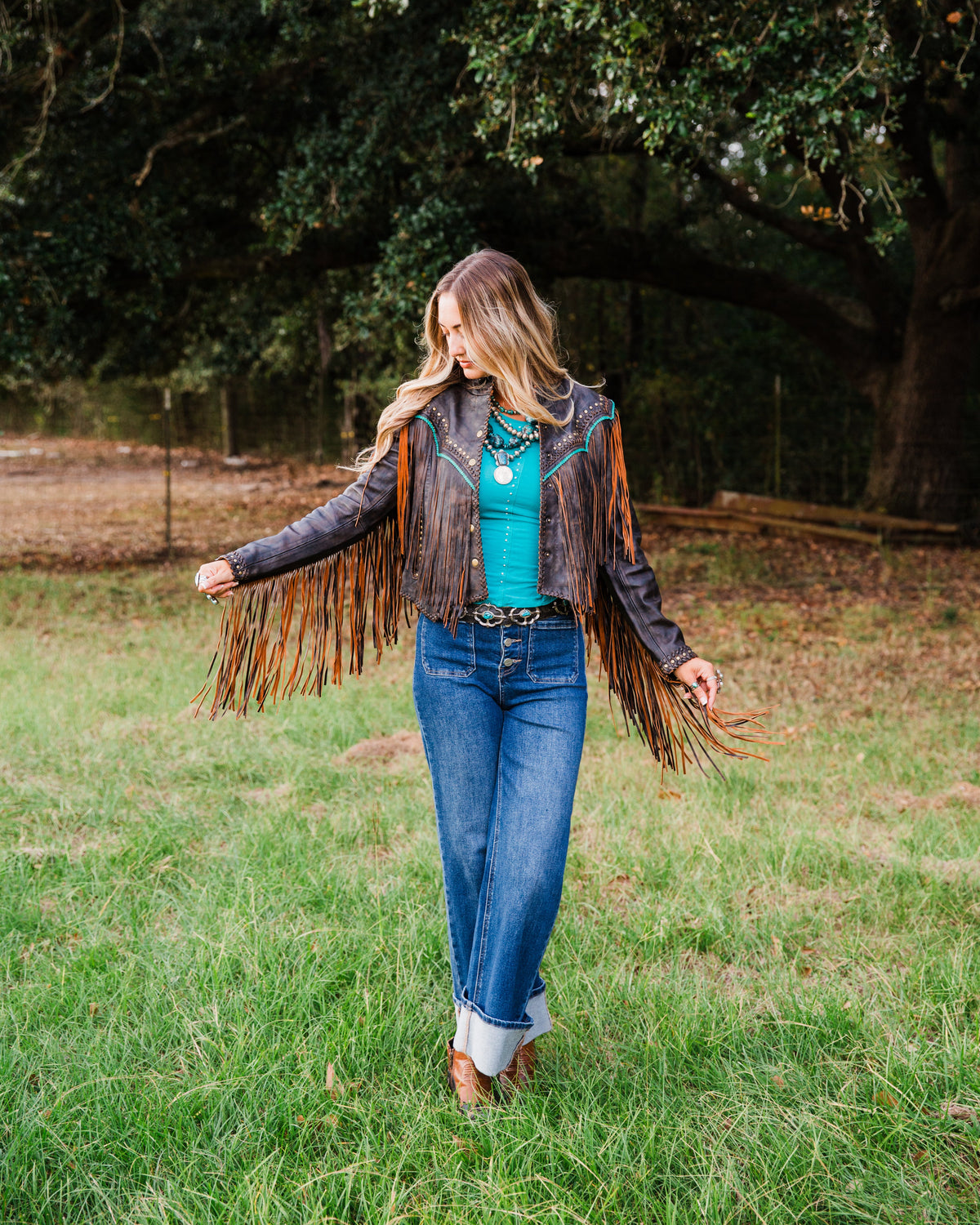 The Mika | Fringe & Stud Leather Jacket
