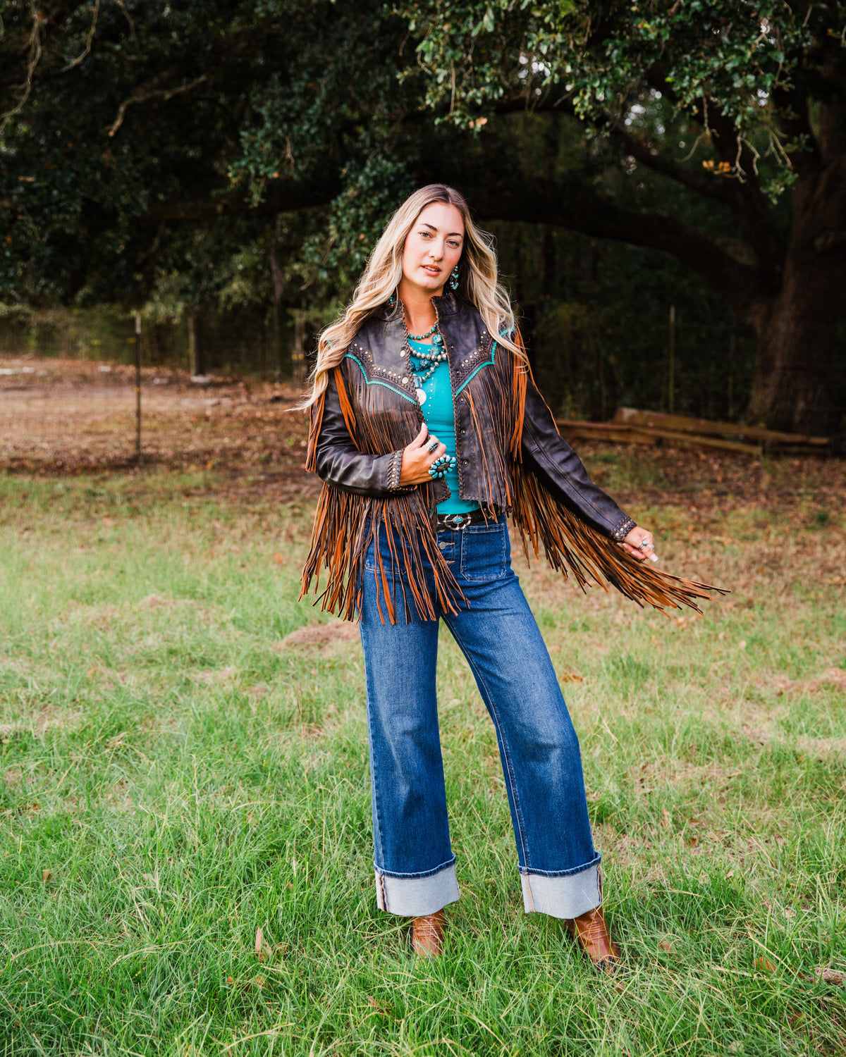 The Mika | Fringe & Stud Leather Jacket