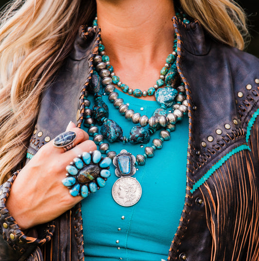The Hawley | Mercury Dime & Kingman Turquoise Necklace by James McCabe