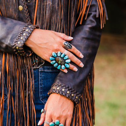 The Kolie | Blackjack & Turquoise Ring by Antionette Martinez - Size 6.5