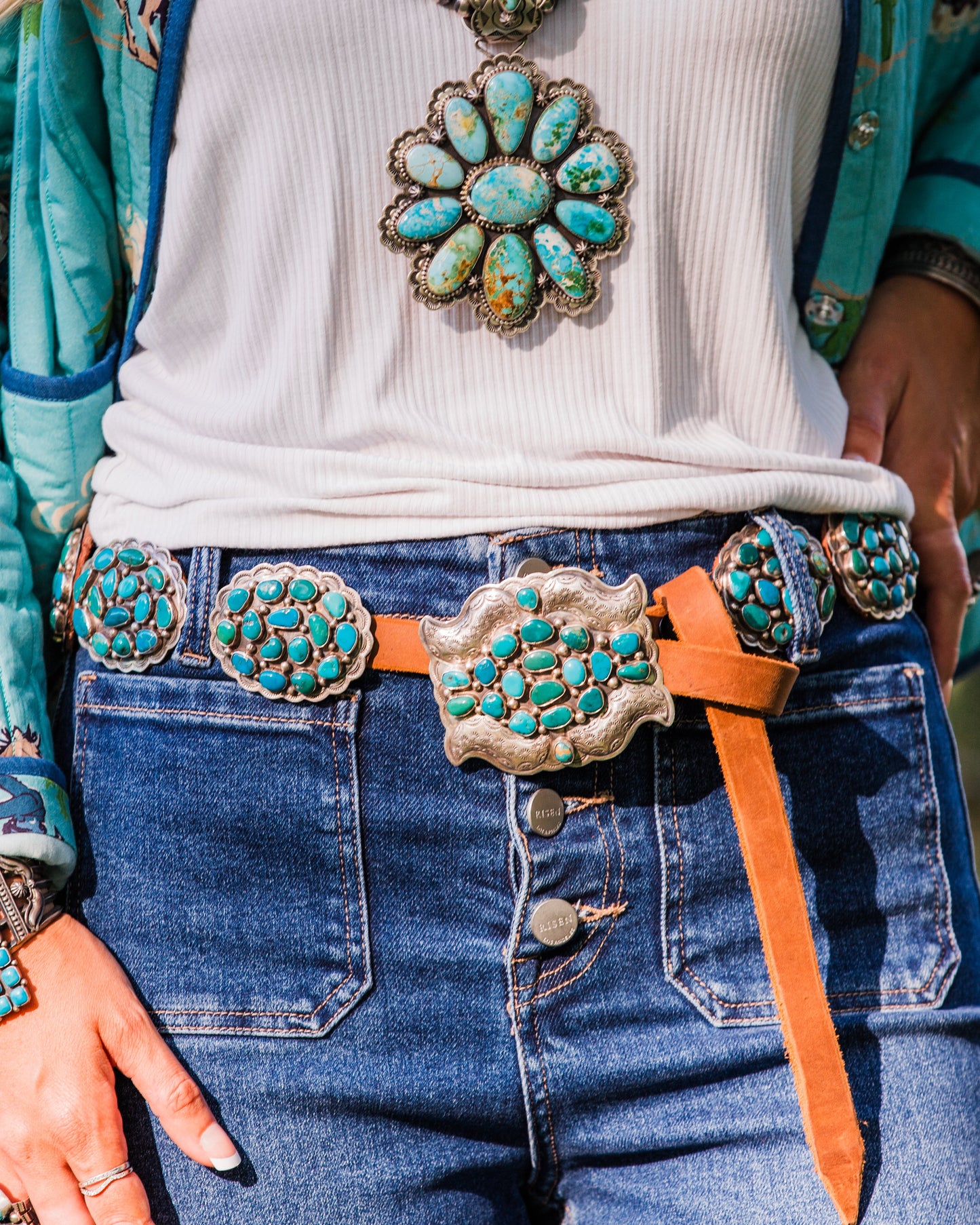 The Tesella | Turquoise Concho Belt by Dan Morgan