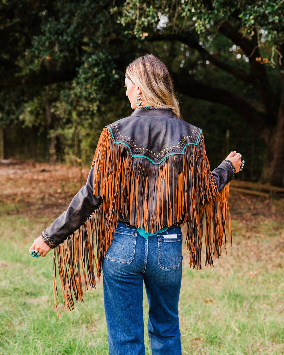 The Mika | Fringe & Stud Leather Jacket