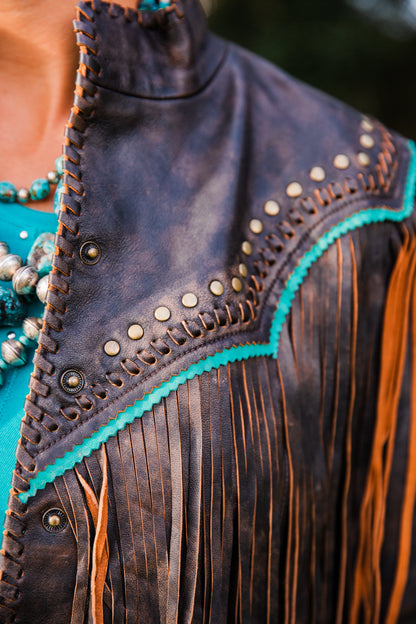 The Mika | Fringe & Stud Leather Jacket