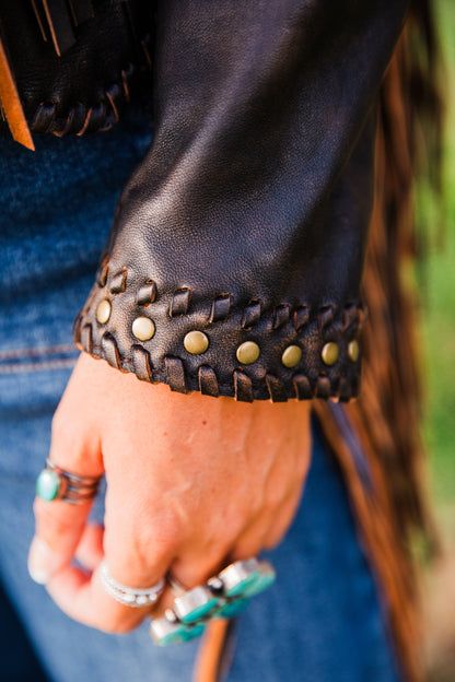 The Mika | Fringe & Stud Leather Jacket