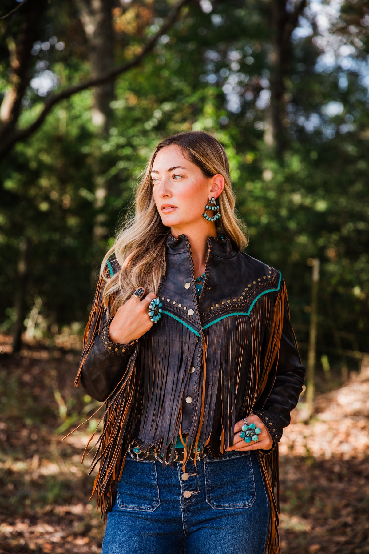 The Mika | Fringe & Stud Leather Jacket