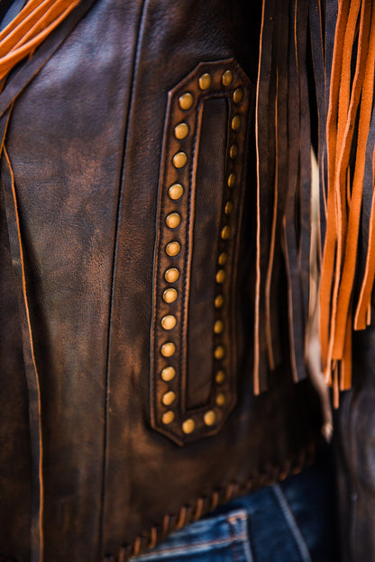 The Mika | Fringe & Stud Leather Jacket