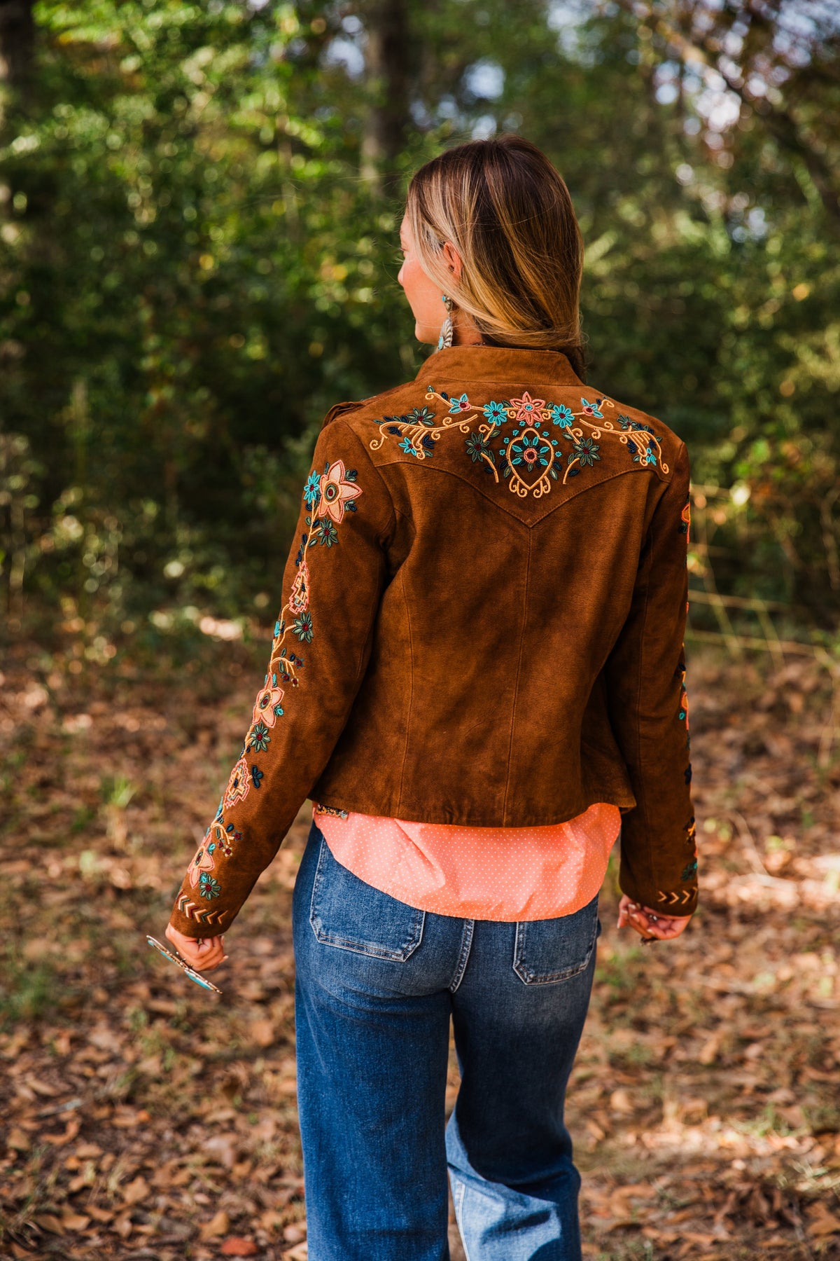 The Shasta | Brown Suede Fringe Jacket with Embroidery and Beaded Trim