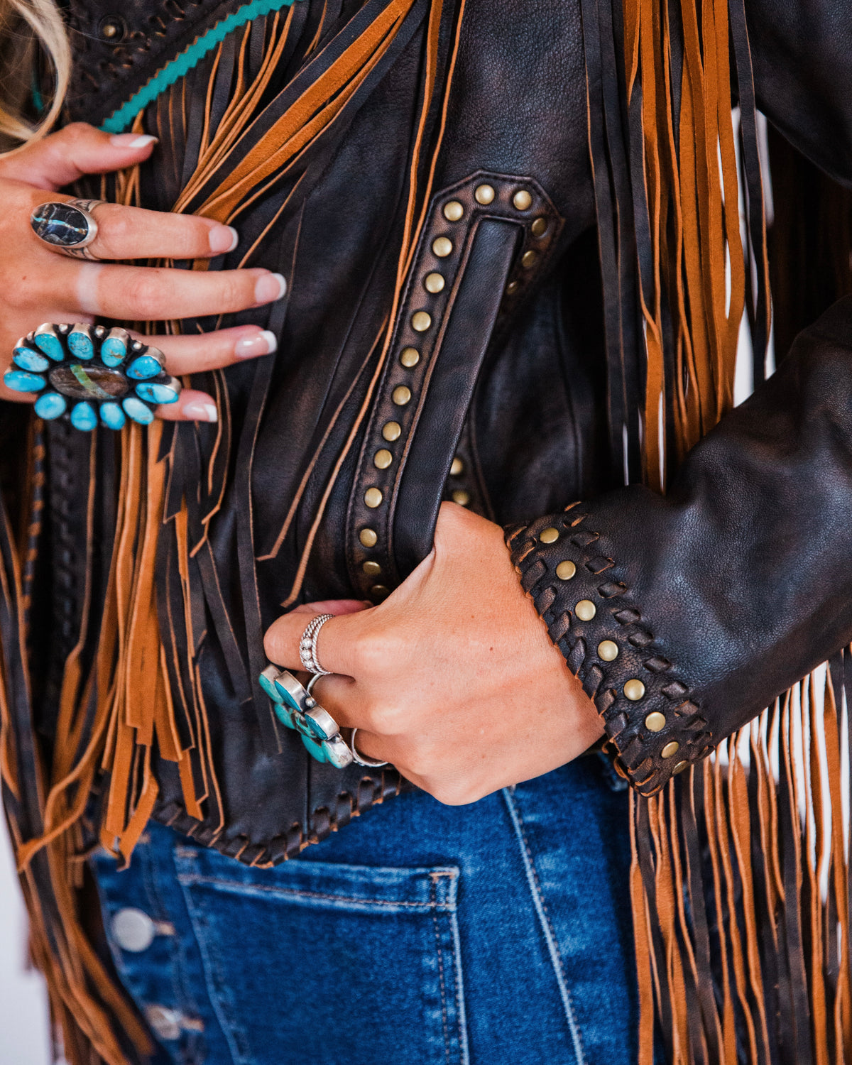 The Mika | Fringe & Stud Leather Jacket