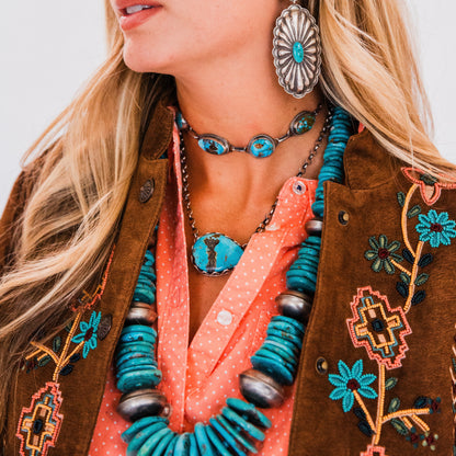 The Rondale | Teardrop Turquoise Bar Necklace