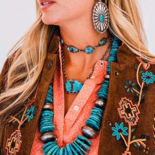 The Rondale | Teardrop Turquoise Bar Necklace