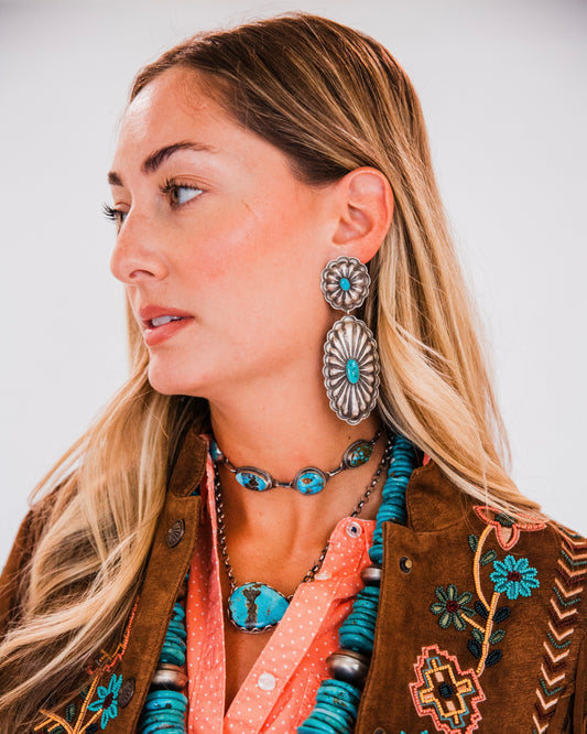The Rylynn’s | Vintage Concho and Turquoise Dangle Earrings by Rita Lee