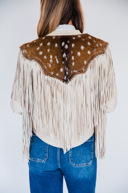The Pomona | Axis Deer & Cream Leather Fringe Jacket