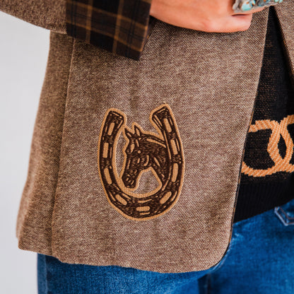 The Bergen | Embroidered Brown Tweed & Plaid Blazer