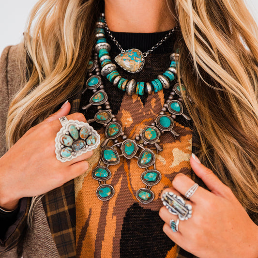 The Lubec | Turquoise Vintage Squash Blossom Necklace