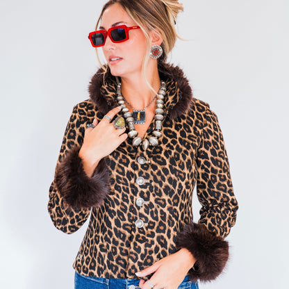 The Dawkins | Cheetah Print Jacket with Faux Fur Trim
