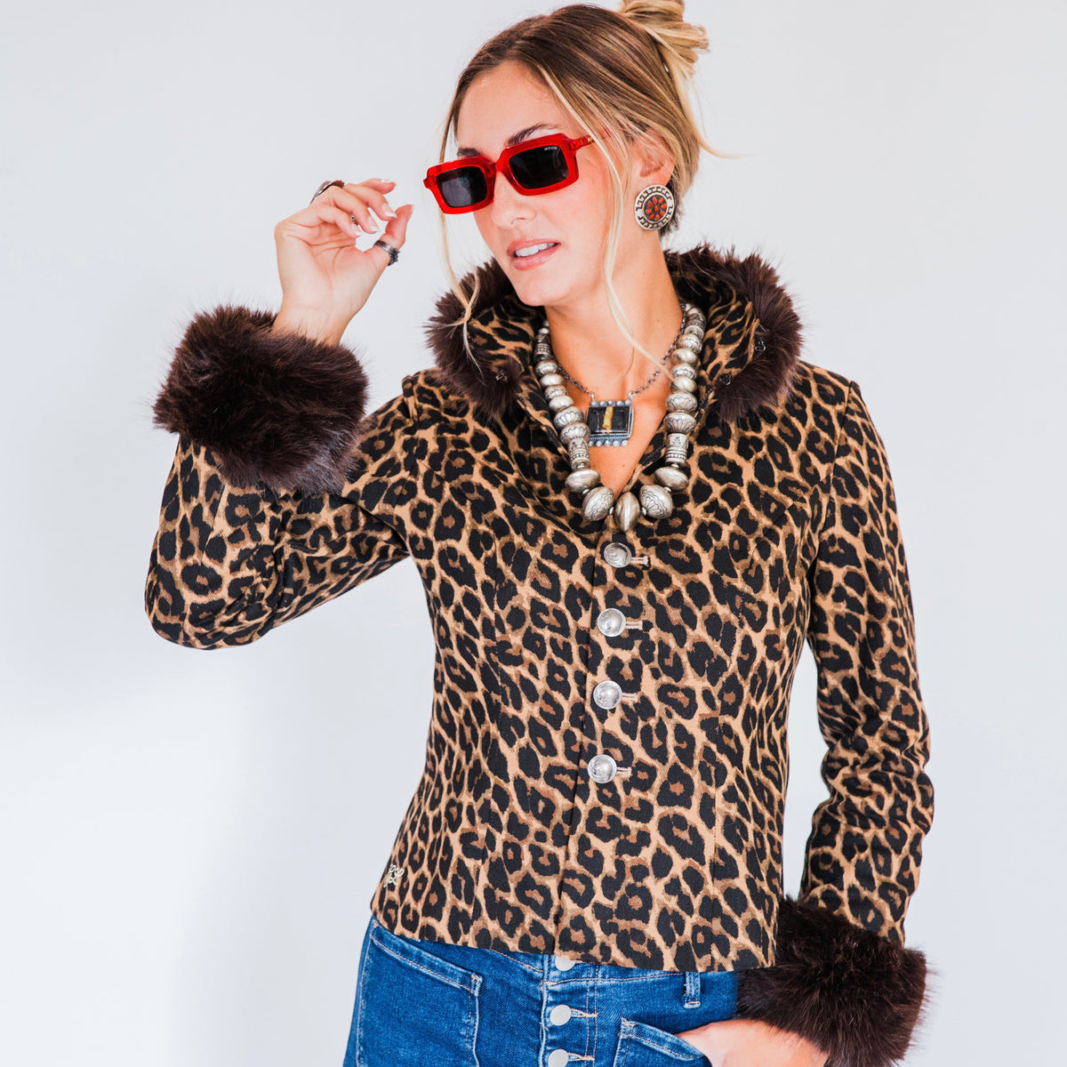 The Dawkins | Cheetah Print Jacket with Faux Fur Trim