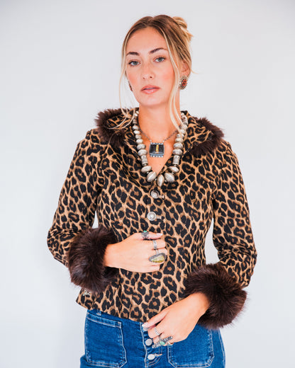 The Dawkins | Cheetah Print Jacket with Faux Fur Trim