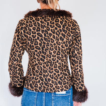 The Dawkins | Cheetah Print Jacket with Faux Fur Trim