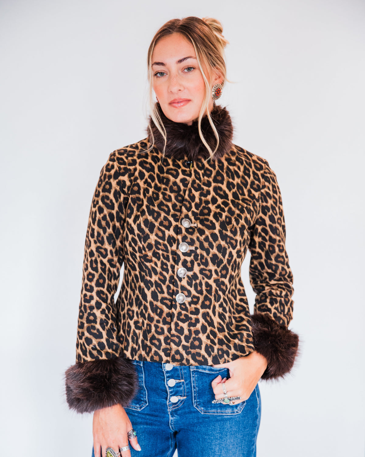 The Dawkins | Cheetah Print Jacket with Faux Fur Trim